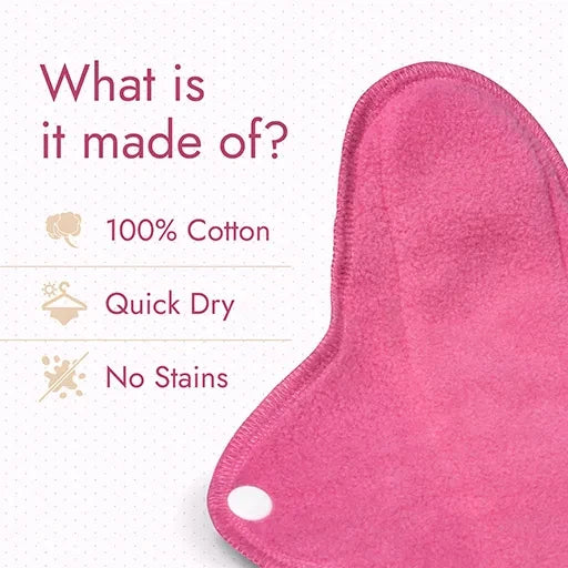 Revaa Ultra-Absorbent Reusable Sanitary Pad - Pack of 4 - Pink