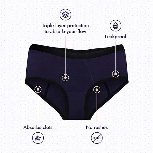 Revaa Comfort Fit Washable Period Panty - Navy